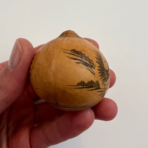 Antique lanzou carved etched gourd Chinese Zodiac year of rooster folk art - Picture 9 of 11